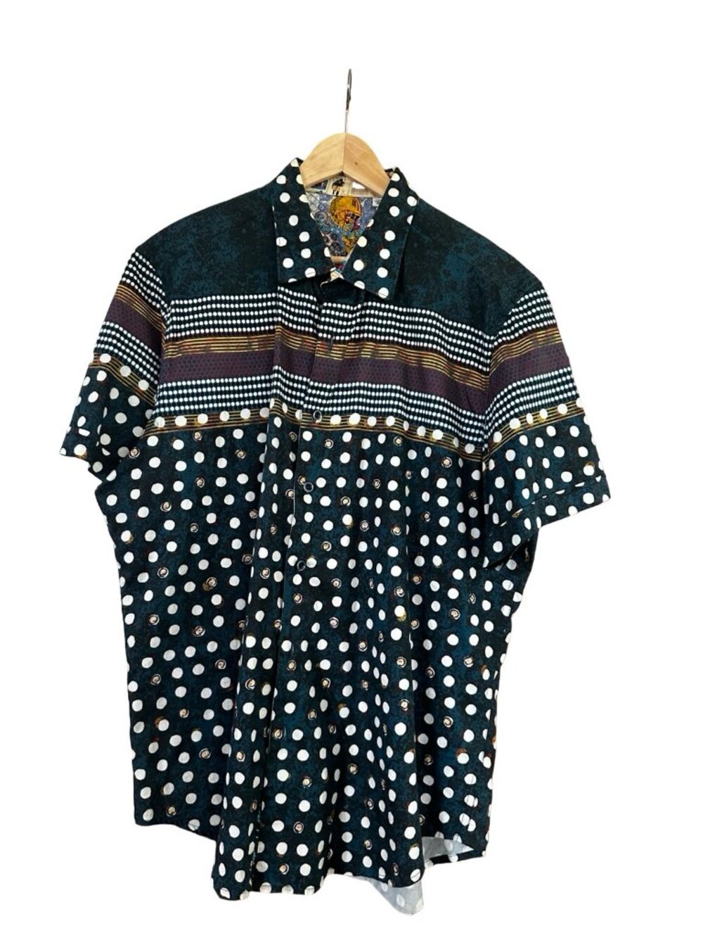 Robert Graham Men’s Shirt XXL Polka Dot Mixed Print Short Sleeve Flip Cuff